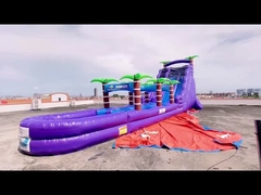 Blue Inflatable Slip And Slide Untuk Taman Olahraga Luar Ruangan Dengan Kolam Renang