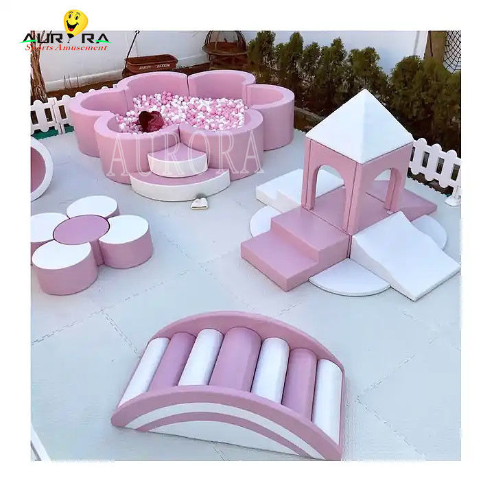 Soft Play Set Taman bermain Pastel Menekuk Dan Bermain Soft Blocks Pink Putih Bunga Mini