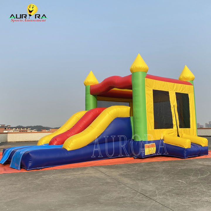 Warna-warni Jumping Castle Combo Anak-anak Rumah Bounce Inflatable Dengan Slide