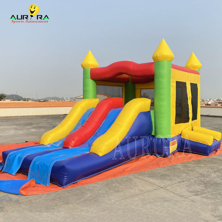 Warna-warni Jumping Castle Combo Anak-anak Rumah Bounce Inflatable Dengan Slide