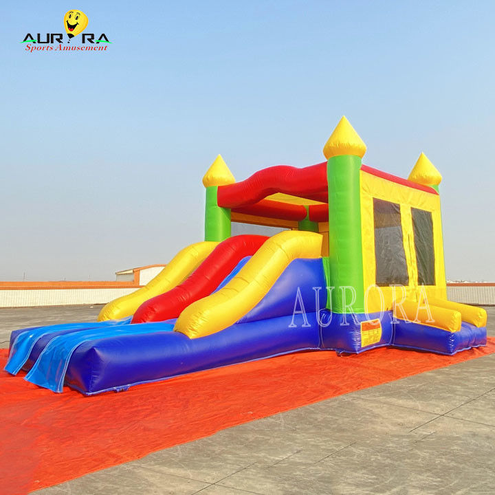 Warna-warni Jumping Castle Combo Anak-anak Rumah Bounce Inflatable Dengan Slide