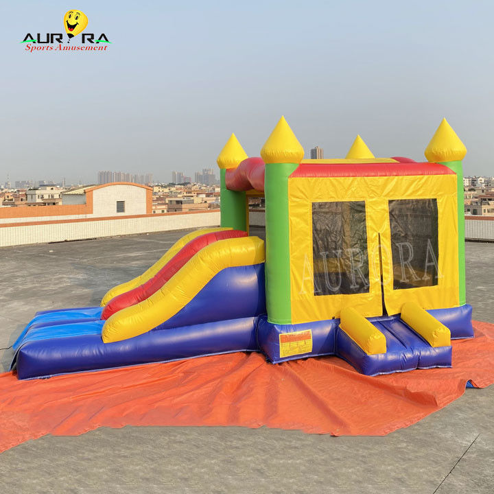Warna-warni Jumping Castle Combo Anak-anak Rumah Bounce Inflatable Dengan Slide