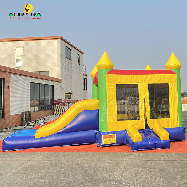 Warna-warni Jumping Castle Combo Anak-anak Rumah Bounce Inflatable Dengan Slide