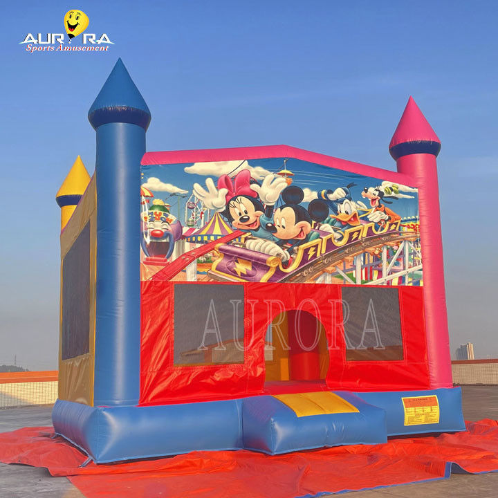 Outdoor Commercial Inflatable Bouncer PVC Warna Anak Dewasa Jumping Castle