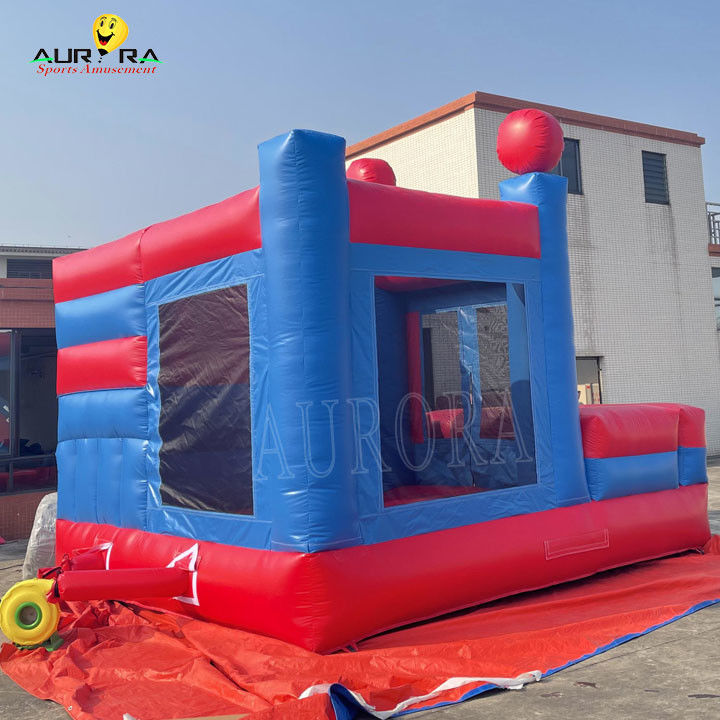 Spider Man Tema Warna Inflatable Bouncy Castle Bouncer Combo Disesuaikan