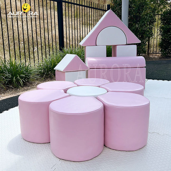 Pastel Pink Putih Anak-anak Soft Play Peralatan Non-Toksik Indoor Soft Play Climbers