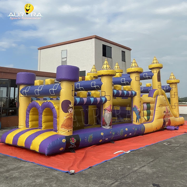 Kursus rintangan komersial yang bisa diembun dengan slide tahan air warna kuning ungu
