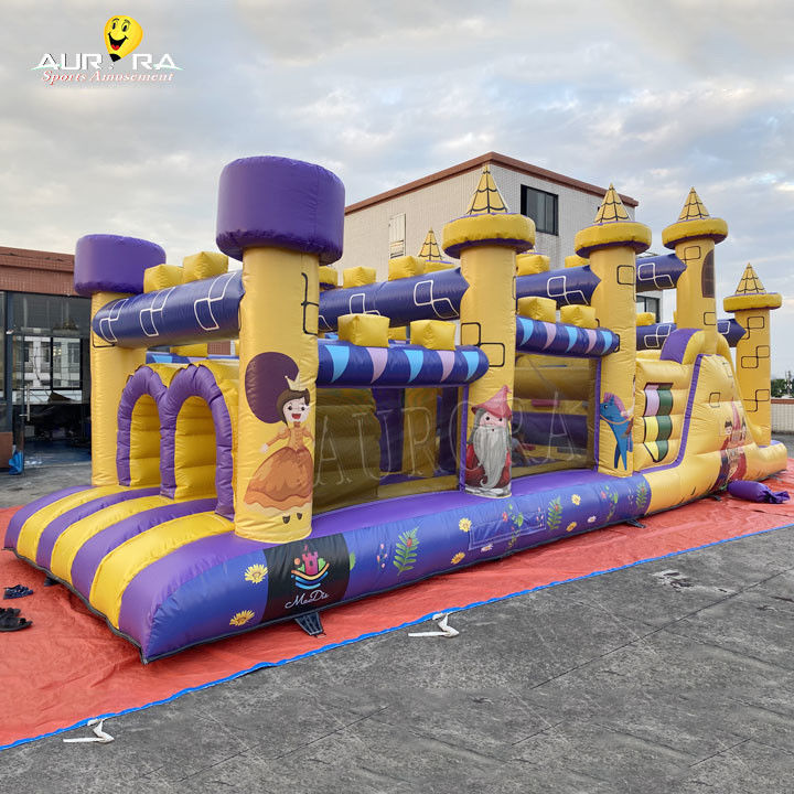 Kursus rintangan komersial yang bisa diembun dengan slide tahan air warna kuning ungu