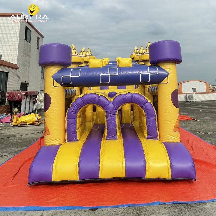 Kursus rintangan komersial yang bisa diembun dengan slide tahan air warna kuning ungu