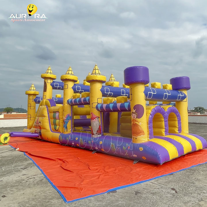 Kursus rintangan komersial yang bisa diembun dengan slide tahan air warna kuning ungu