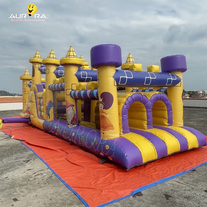 Kursus rintangan komersial yang bisa diembun dengan slide tahan air warna kuning ungu