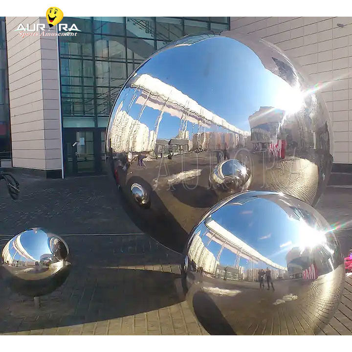 Bola Bola Raksasa Bersegel Perak Bola Cermin Inflatable Untuk Dekorasi