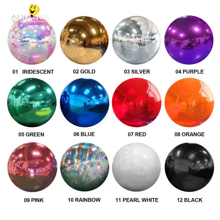 Bola cermin kembung berwarna-warni 0.3mm Partai PVC Bola Dekoratif Besar