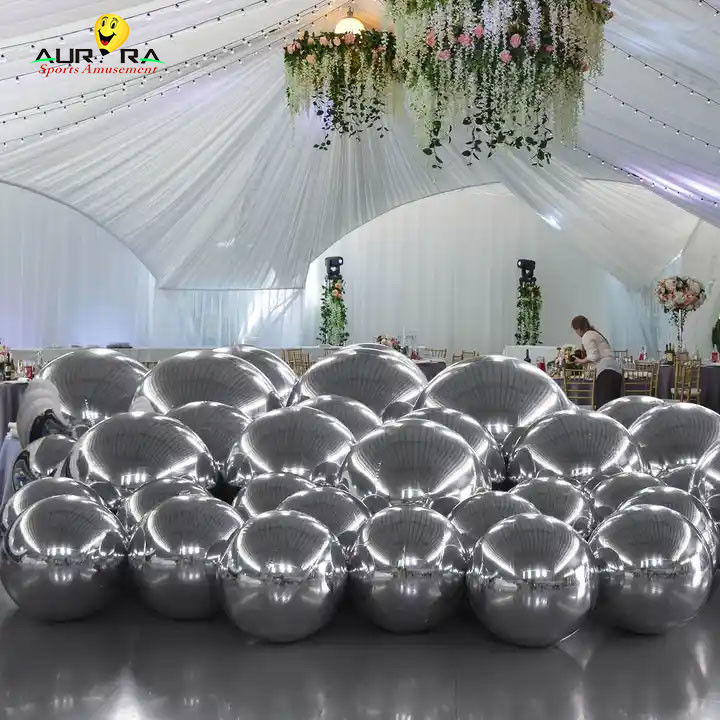 Bola cermin kembung berwarna-warni 0.3mm Partai PVC Bola Dekoratif Besar