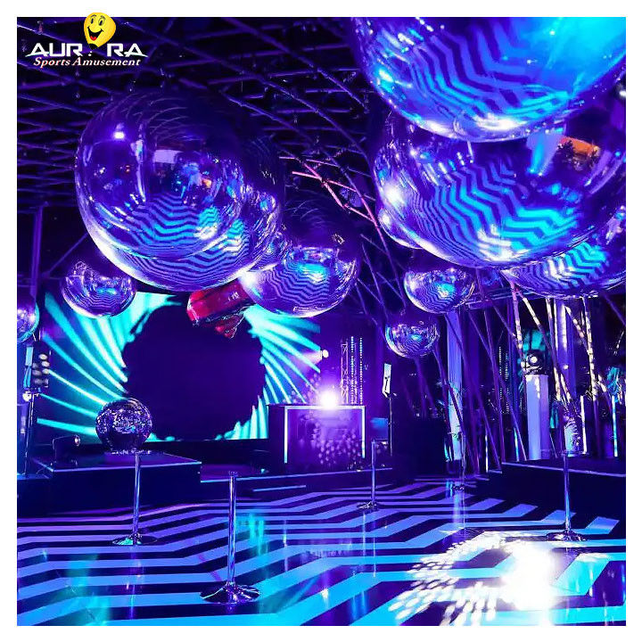 Giant Silver Inflatable Mirror Ball PVC Untuk Dekorasi Pernikahan Natal