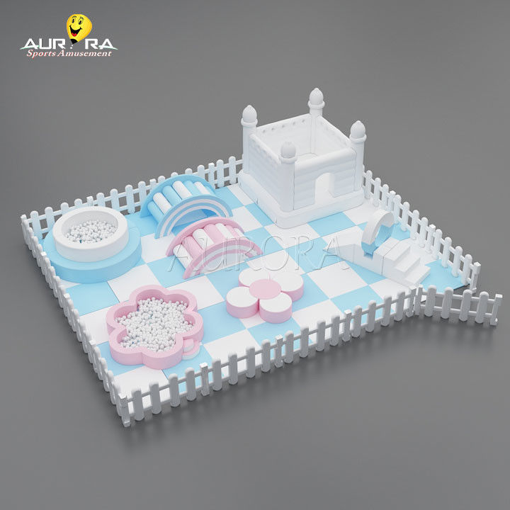 Tempat bermain Peralatan Soft Play Set Outdoor Play Pink Blue Putih Indoor Bouncy