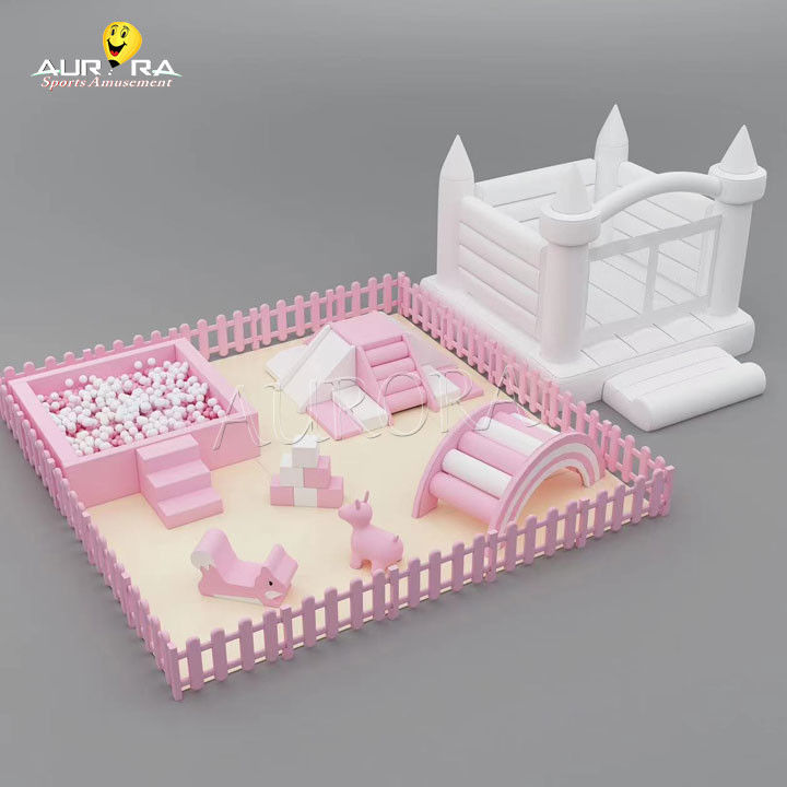 Indoor Kids Toddler Soft Play Climbing Equipment Pink And White Set Untuk Pesta