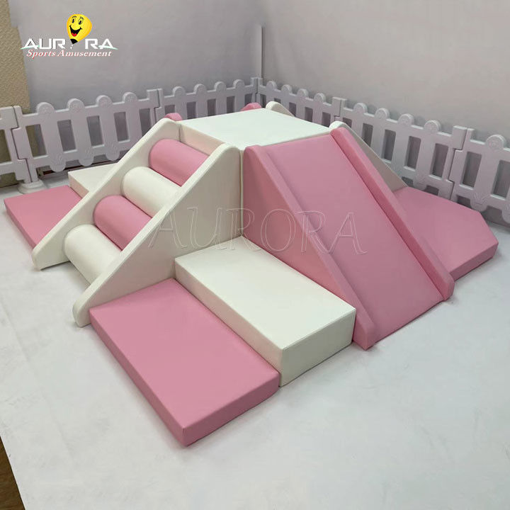 Indoor Kids Toddler Soft Play Climbing Equipment Pink And White Set Untuk Pesta