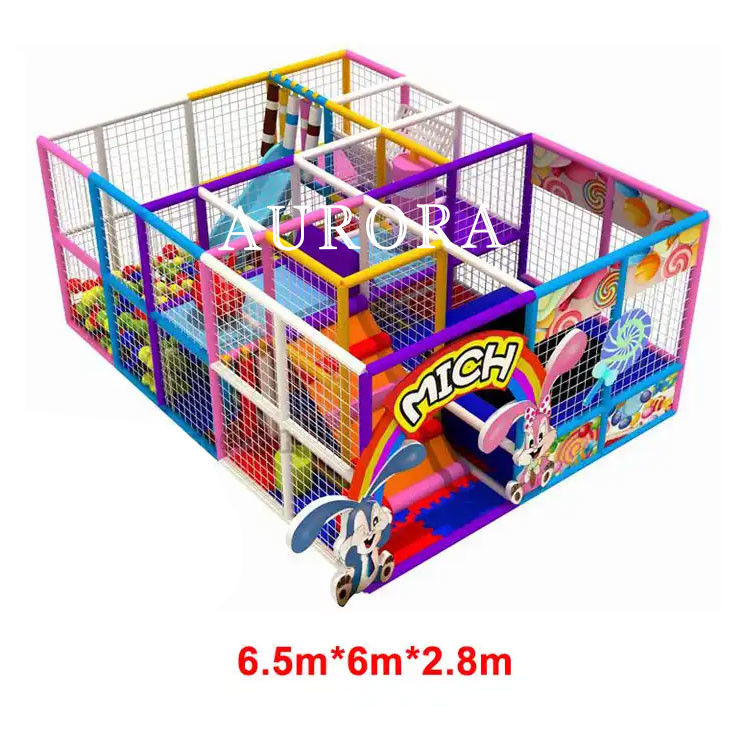Ungu Kuning Indoor Soft Play Taman bermain Nyaman Olahraga Anak-anak Petualangan Hiburan