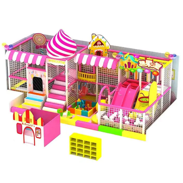 Ungu Kuning Indoor Soft Play Taman bermain Nyaman Olahraga Anak-anak Petualangan Hiburan