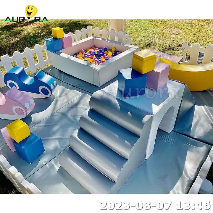 Soft Play Fence Baby Soft Play Set Bola Pit Dengan Slide Ocean Balls Taman bermain