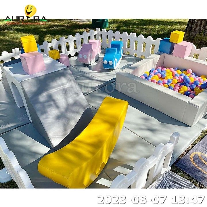 Soft Play Fence Baby Soft Play Set Bola Pit Dengan Slide Ocean Balls Taman bermain