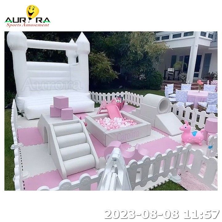 Baby Soft Play Set Anak-anak Soft Play Peralatan Bola Kolam renang Merry Go Round Pink