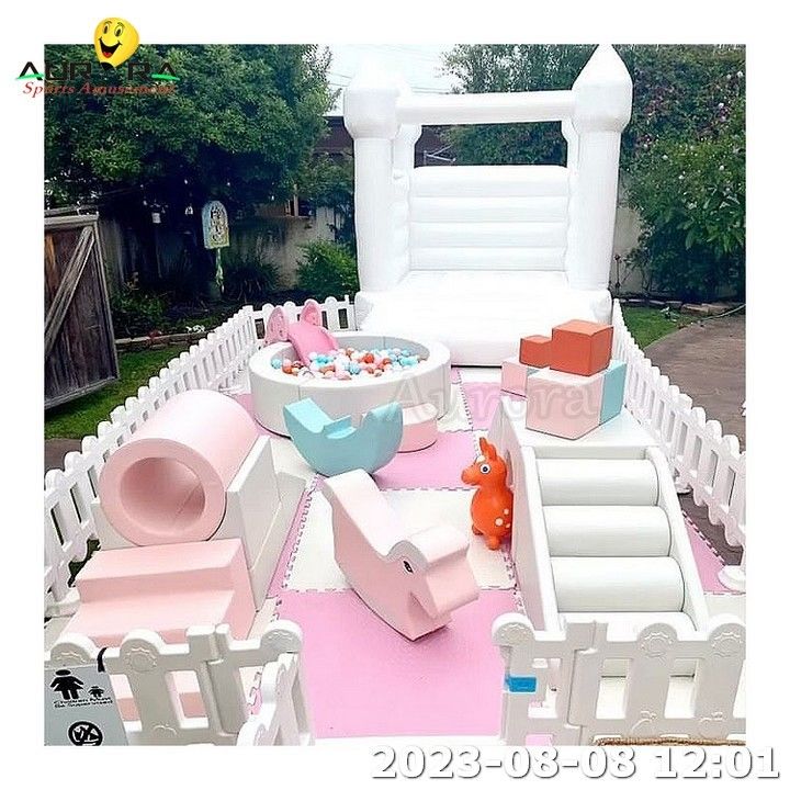 Baby Soft Play Set Anak-anak Soft Play Peralatan Bola Kolam renang Merry Go Round Pink