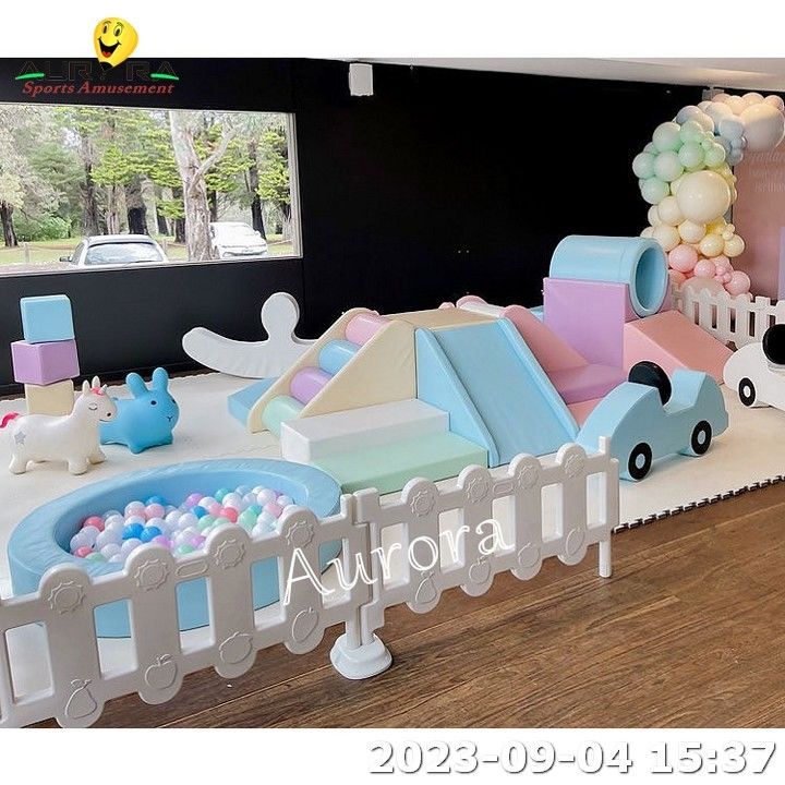 Pastel Soft Play Equipment Set Preschool Center soft play mat busa bola pit anak-anak