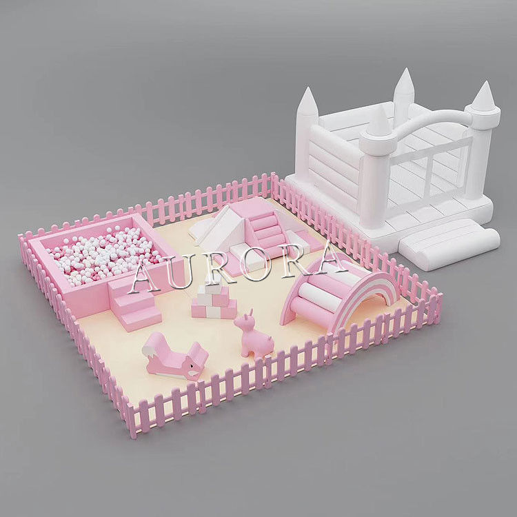 Soft Play White Fence Ball Pit Soft Play Equipment White Soft Play Set Untuk Sewa Pesta