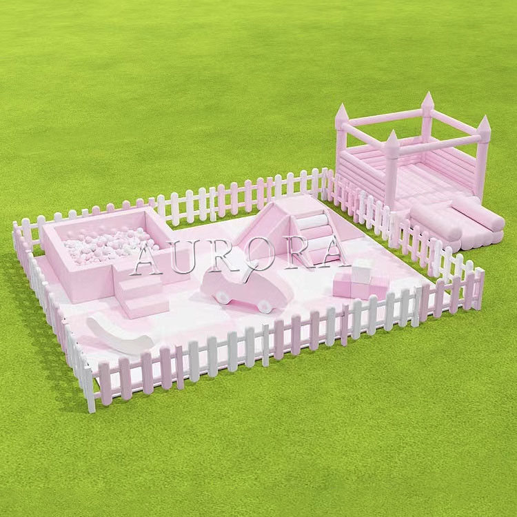 Anak-anak Soft Play Slide Dengan Bola Pit Outdoor Inflatable White Castle Bounce House