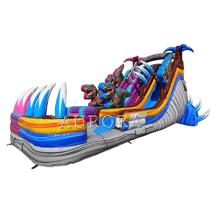 Outdoor Bouncy Inflatable Water Slides Untuk Kolam Renang Ungu Biru Commercial Grade Giant