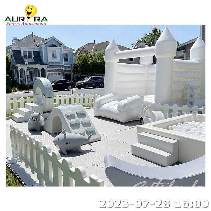 Peralatan Permainan Indoor Soft Play Set Anak Soft Climber Set Ungu Pink Putih