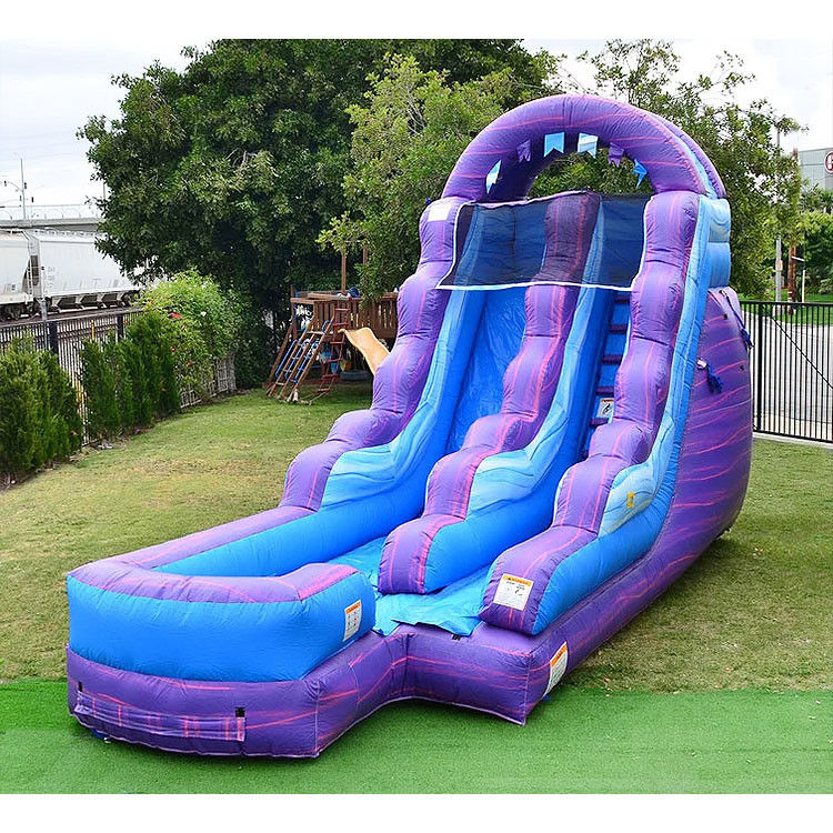 Anak-anak Rental Acara Slide Air Inflatable Untuk Kolam Kolam Kolam Air Wave Biru Dengan Kolam Kolam