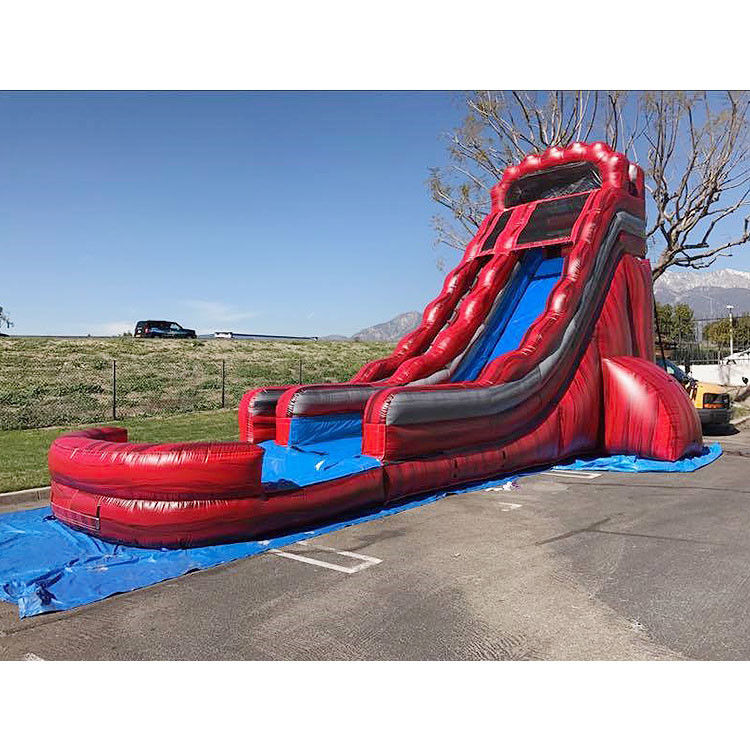 Anak-anak Rental Acara Slide Air Inflatable Untuk Kolam Kolam Kolam Air Wave Biru Dengan Kolam Kolam