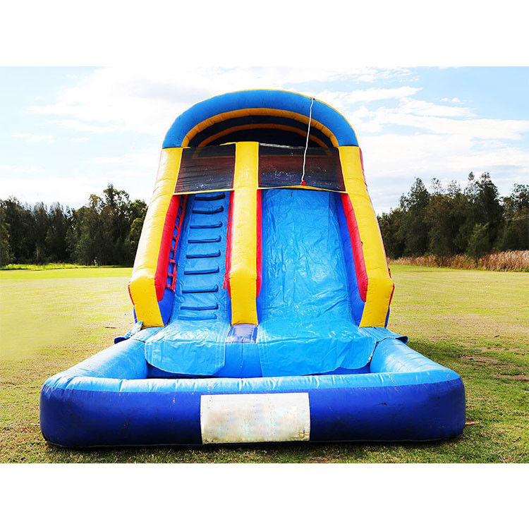 Bouncing Obstacle Inflatable Water Slides Untuk Kolam Renang Double Lane Berwarna-warni Permainan Dewasa