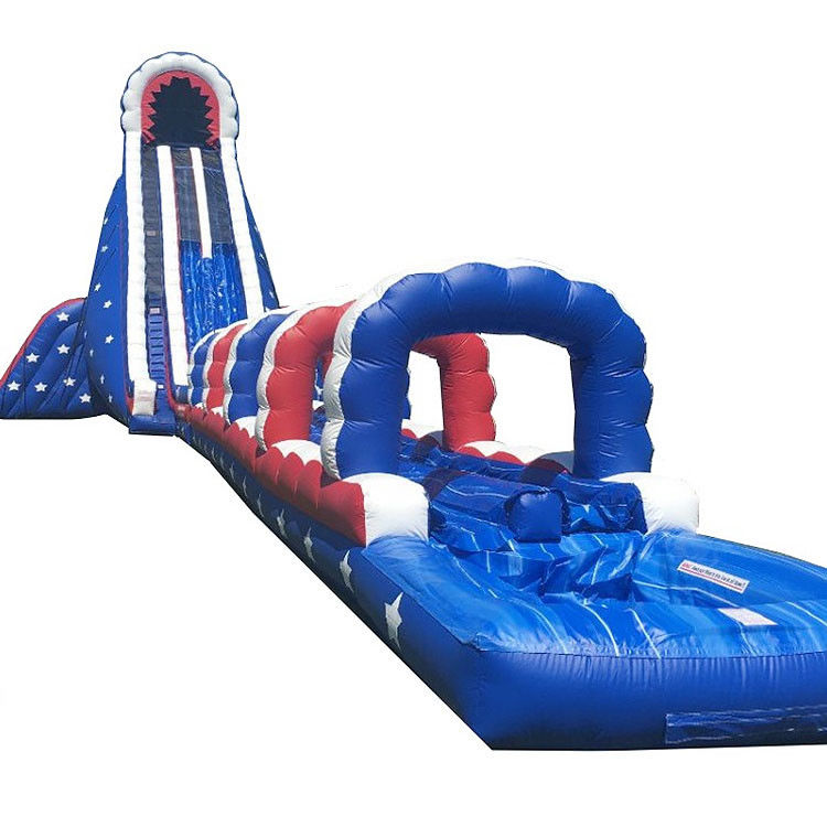 Air Slide kolam renang besar bouncer luar ruangan anak-anak gunung berapi slip n kolam renang slide