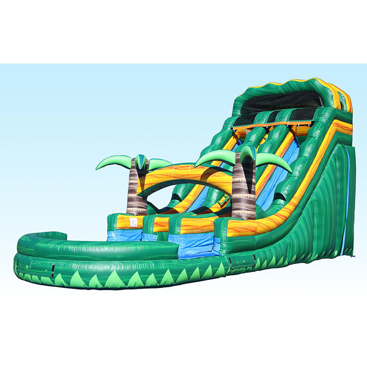 Air Slide kolam renang besar bouncer luar ruangan anak-anak gunung berapi slip n kolam renang slide