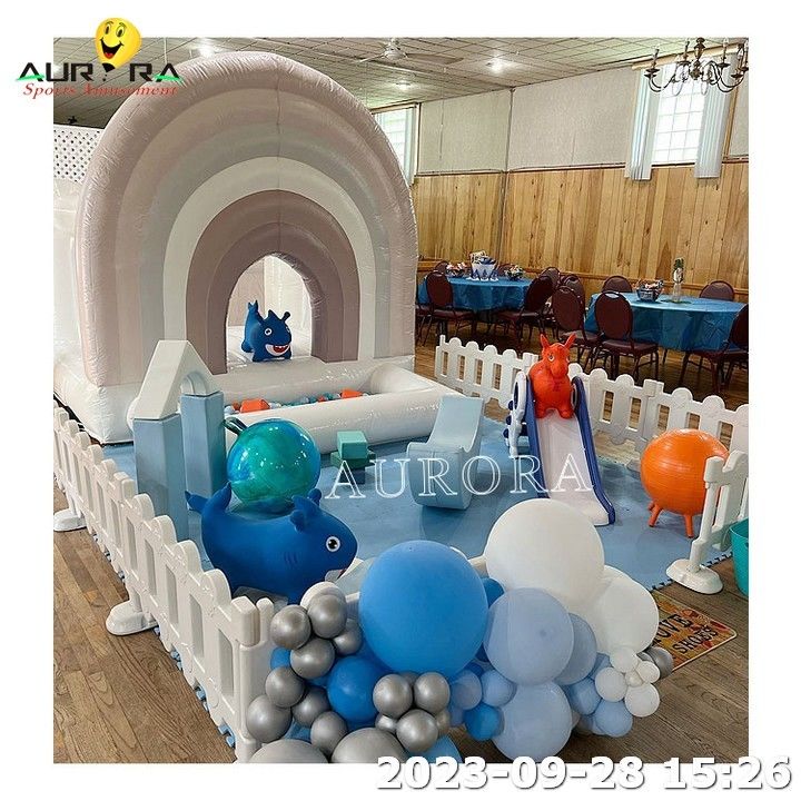 White Bouncy Castle White Soft Play Sets Peralatan Taman Permainan Indoor Soft Play Party
