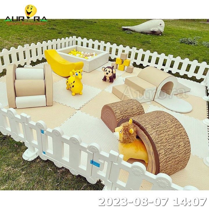 Brown Indoor Soft Play Equipment For Sale White Fence Soft Play Untuk Anak-anak