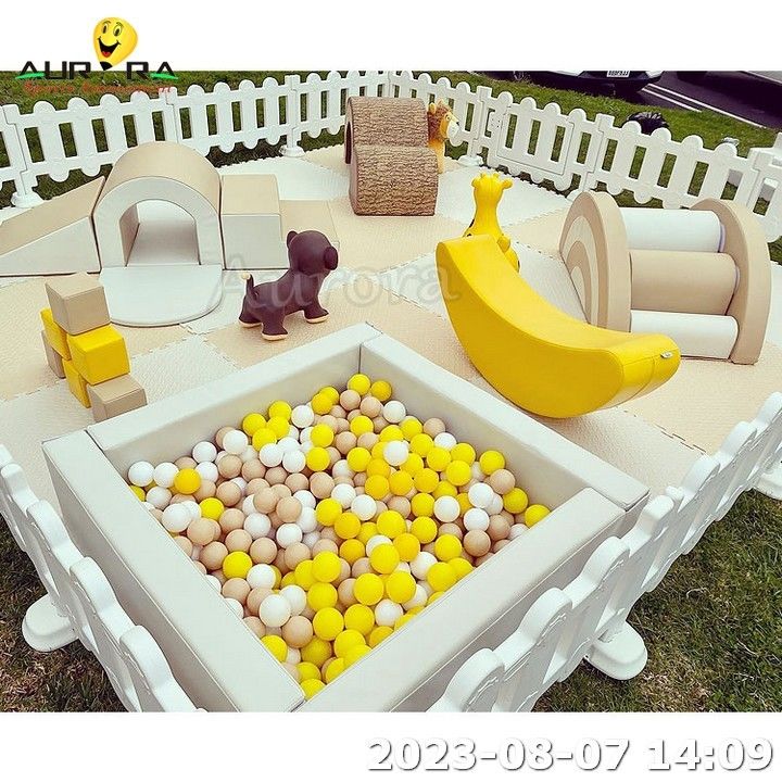Brown Indoor Soft Play Equipment For Sale White Fence Soft Play Untuk Anak-anak
