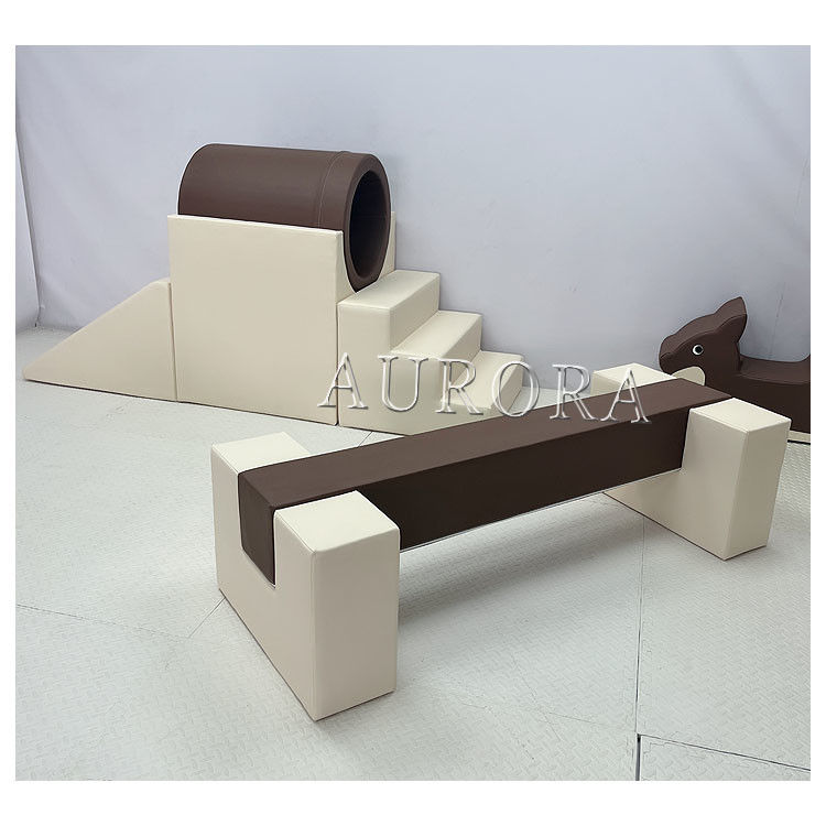 Pabrik Soft Play Taman bermain Kopi Peralatan Beige Indoor Soft Play Round Ball Pit