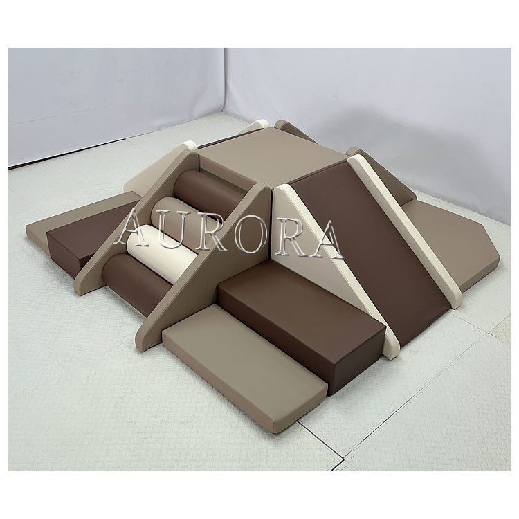 Pabrik Soft Play Taman bermain Kopi Peralatan Beige Indoor Soft Play Round Ball Pit