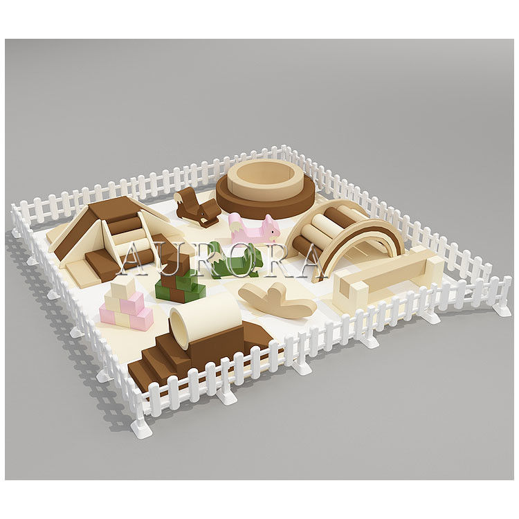 Pabrik Soft Play Taman bermain Kopi Peralatan Beige Indoor Soft Play Round Ball Pit