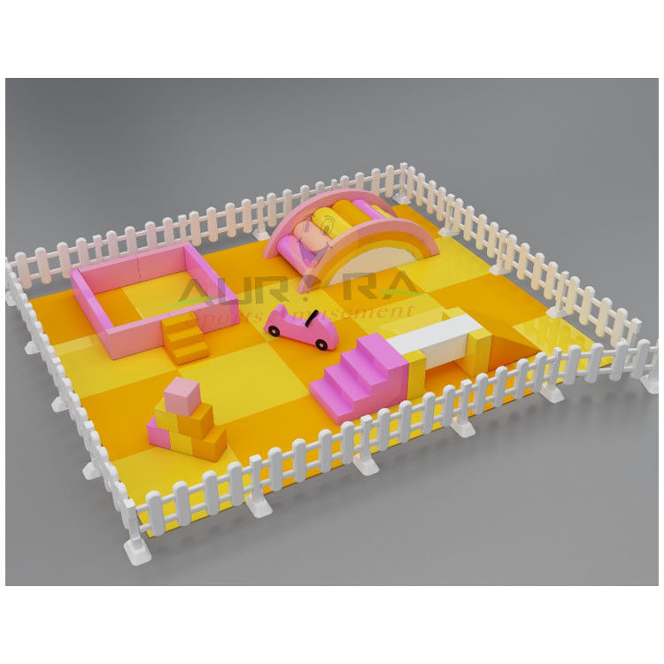 Peralatan Soft Play Oranye dengan Bola Pit dan Slide Rose Merah Soft Playground Indoor