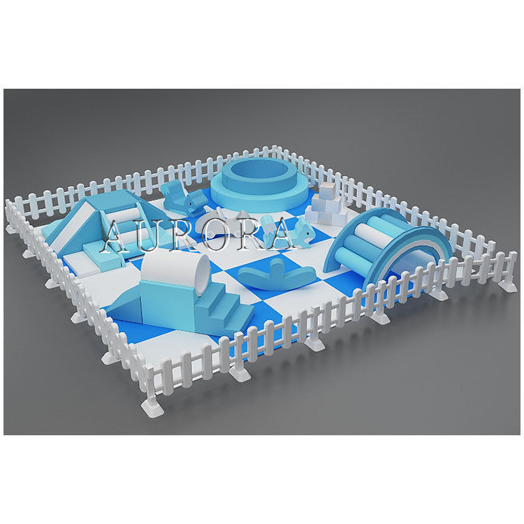 Perlengkapan Soft Play yang disesuaikan Set White And Blue Foam Soft Play dengan Ball Pit
