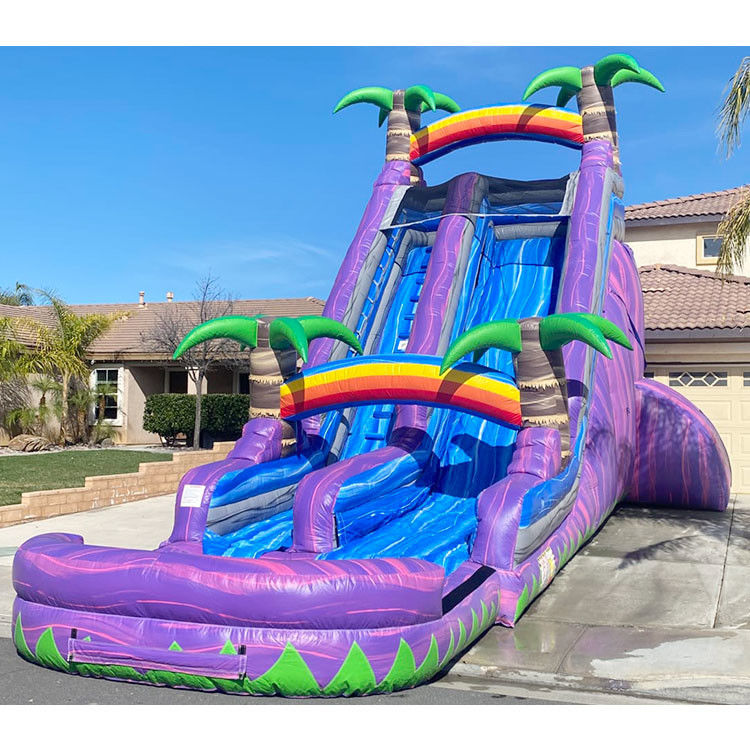 Air Slide Inflatable Untuk Dewasa 22 Ft Kolam Renang Keluarga Air Menekuk Air Slide Inflatable