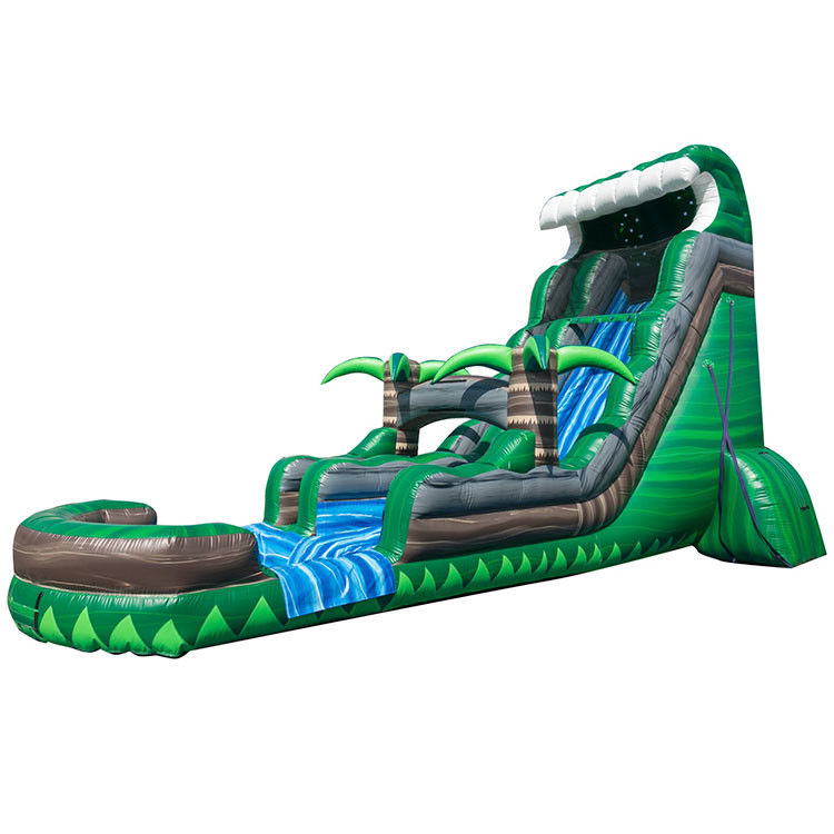 Slide Air Inflatable Dengan Kolam Renang Untuk Anak PVC Blue Backyard Lane Slide Air 22ft