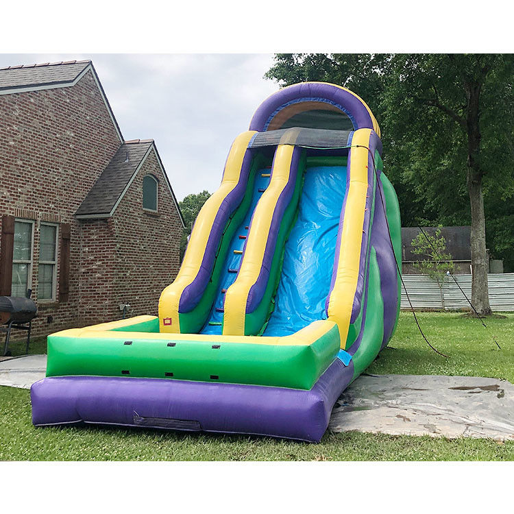 Slide Air Inflatable Dengan Kolam Renang Untuk Anak PVC Blue Backyard Lane Slide Air 22ft