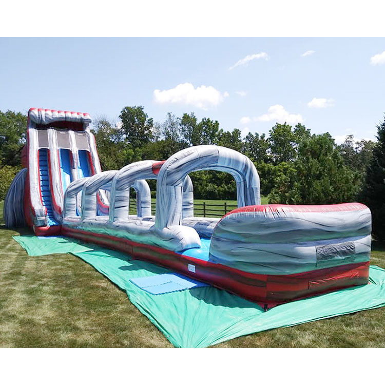 Indoor Inflate Water Slide Untuk Anak-anak Biru Dengan Kolam Renang Untuk Dewasa Outdoor Slide